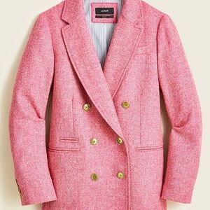 J. Crew Pink Bristol Herringbone Double-Breasted Blazer English Wool